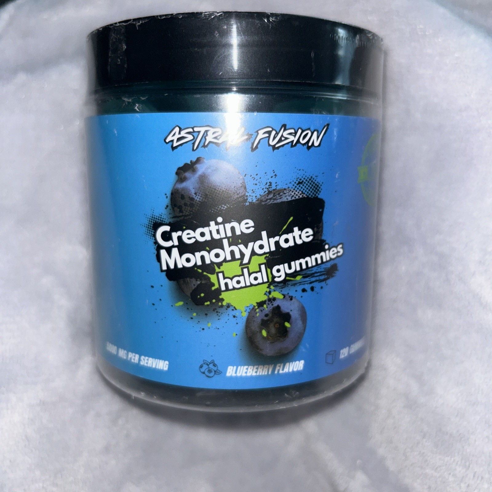 Creatine Monohydrate Halal Gummies Blueberry 5000mg,120 Vegan Sugar/Gluten Free