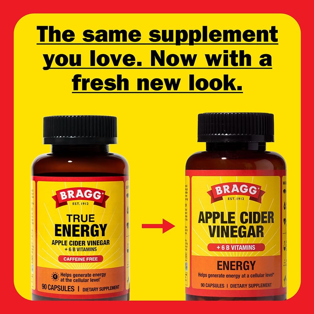 (Pack of 4) Bragg ACV Energy Apple Cider Vinegar Energy Capsules 90 Capsules