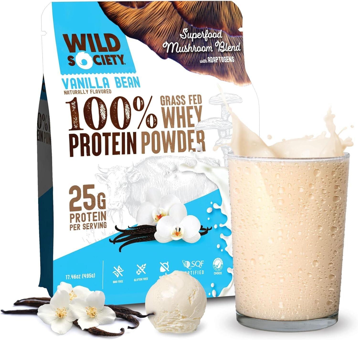 Wild Society Clear Whey Protein + Electrolytes 17.46oz Vanilla Bean QTY 2
