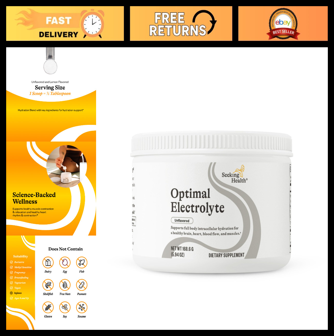 Electrolyte Powder Unflavored – Hydration, Energy & Endurance Support, Vegan 30
