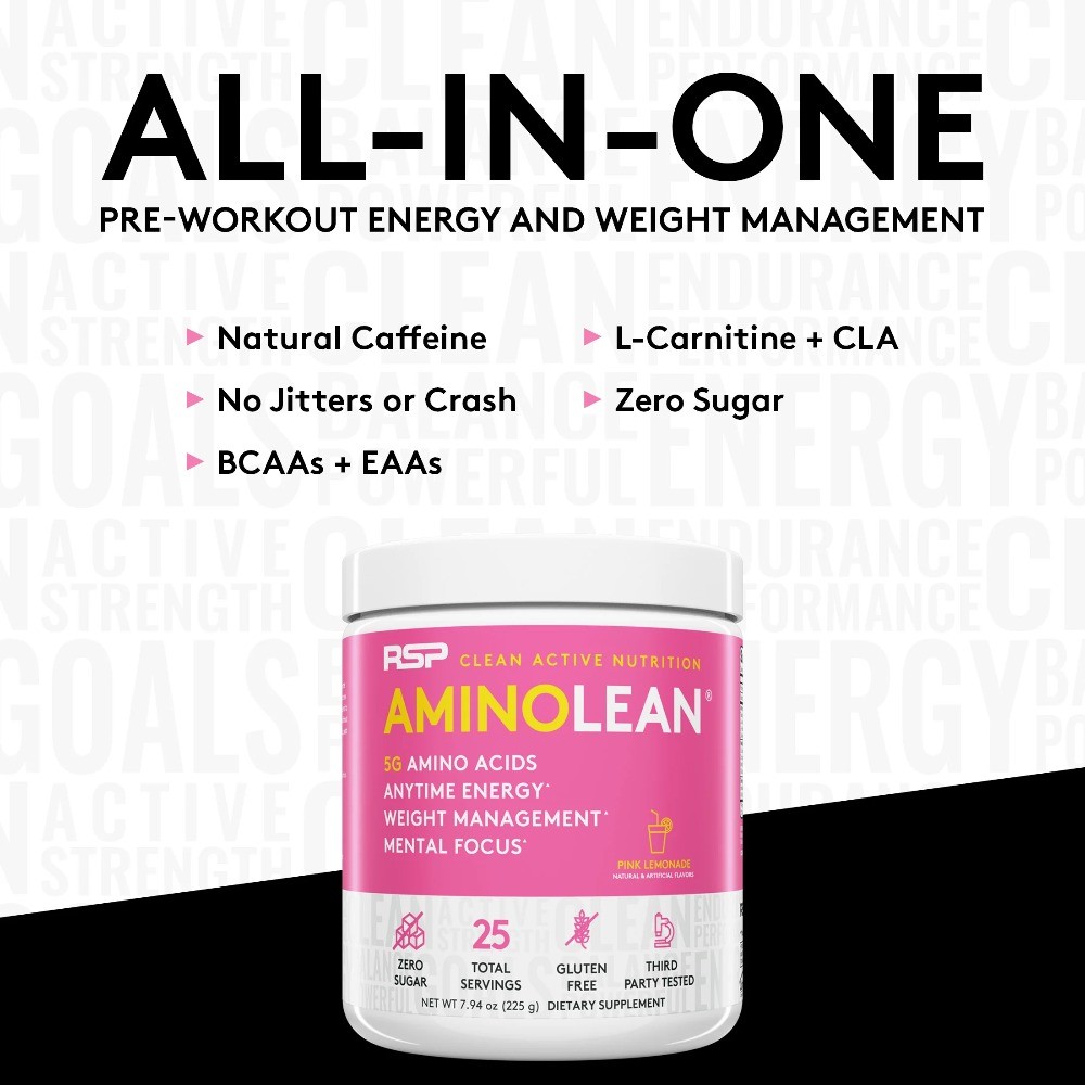 RSP Nutrition AminoLean Pre Workout Powder with BCAAs, Amino Acid Energy