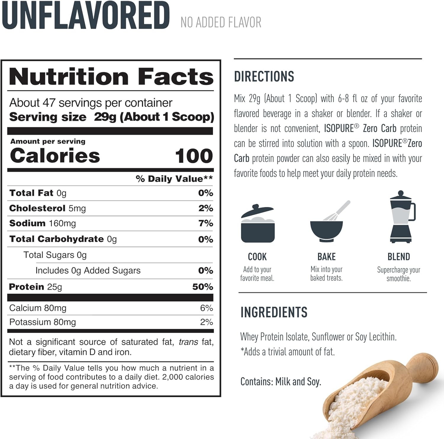 Isopure Zero Carb 100% Pure Whey Isolate Protein Powder, Gluten Free, with Vitam