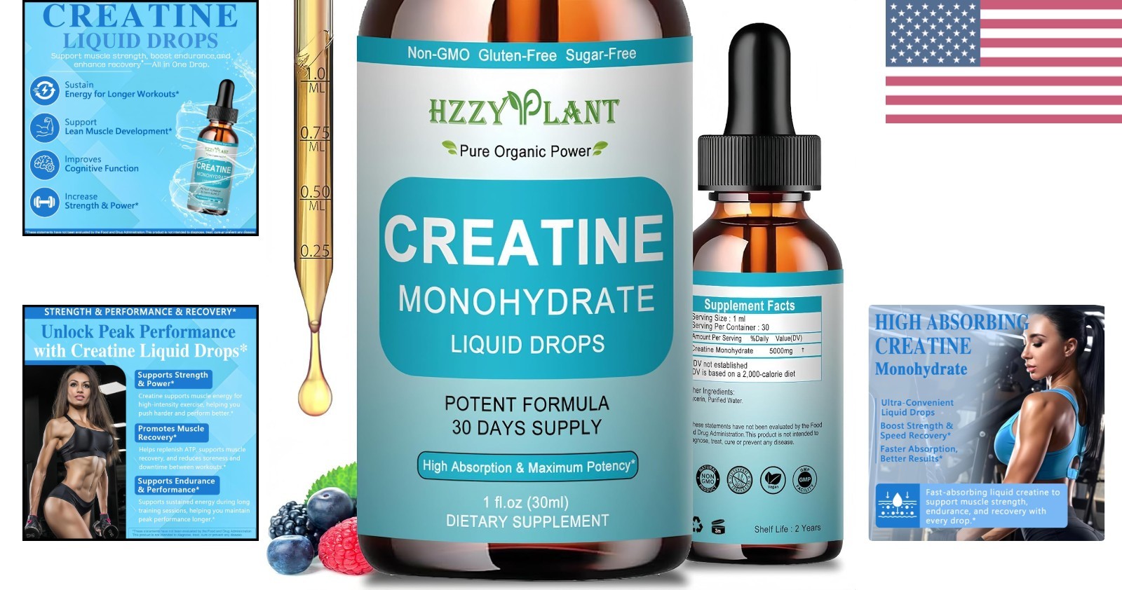 Creatine Liquid Drops 5000mg – 98% High Absorption for Energy & Strength