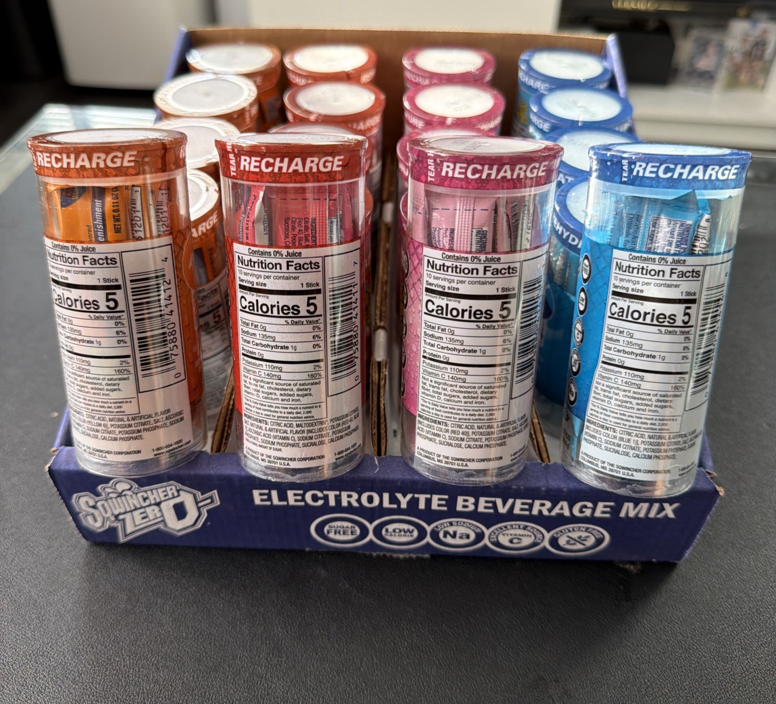 Sqwincher Zero Qwik Stick Electrolyte, 4 Flavor Variety 10 Count Each 20 Tubes