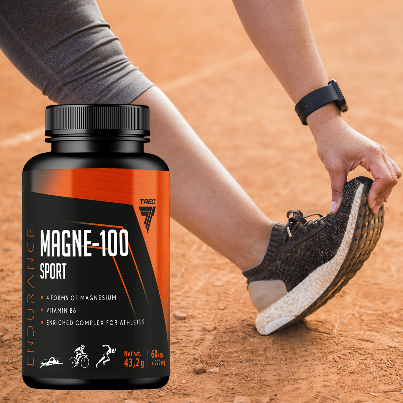 MAGNE-100 SPORT 60–360 Caps – Magnesium + B6 for Cramps, Energy & Recovery