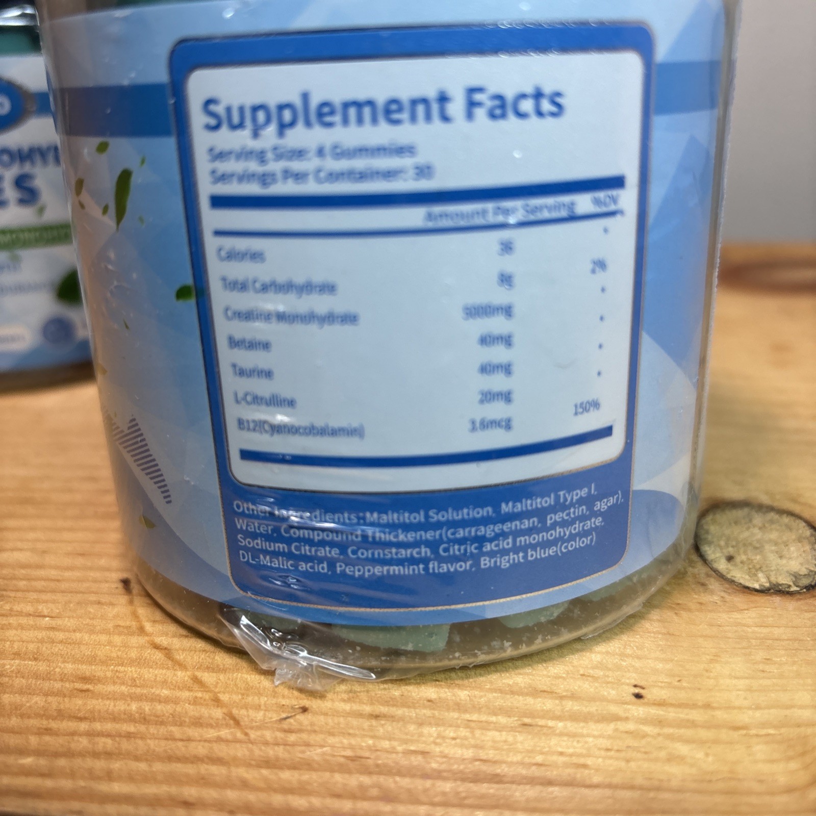 2 Jar of Creatine Monohydrate Gummies, 120 Gummies Pre Jar Mint Flavored
