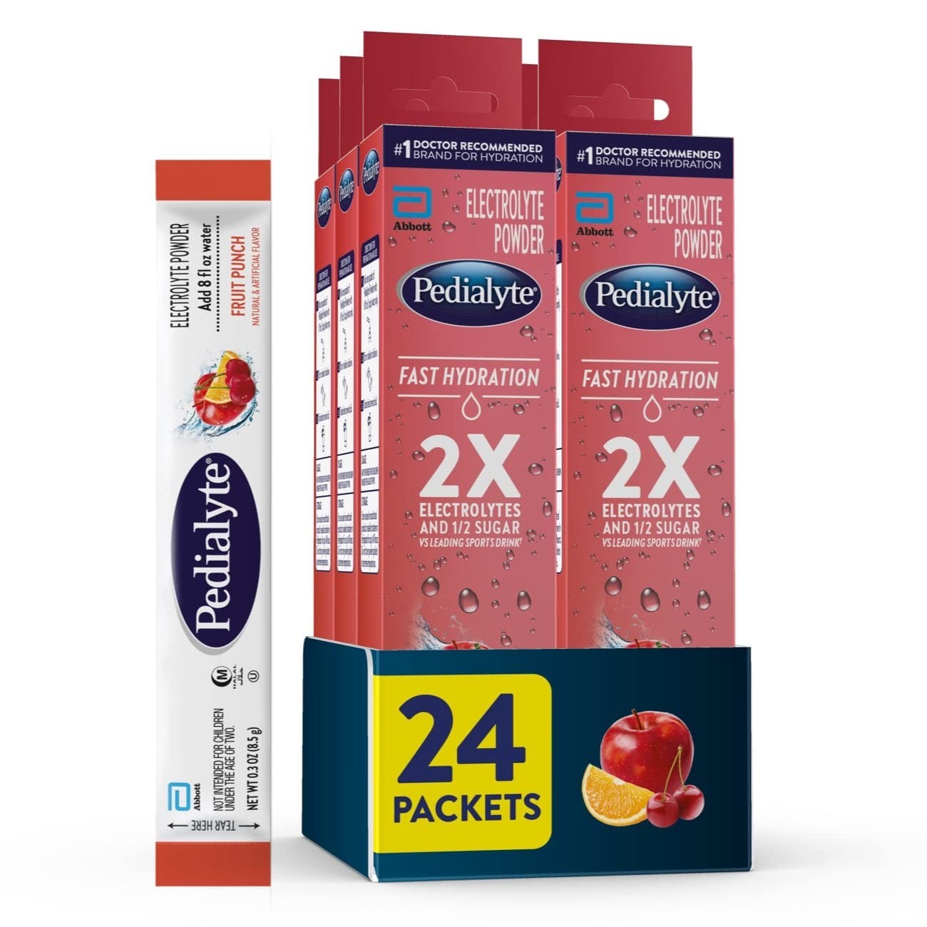 Electrolyte Powder Packets for Fast Hydration, Fruit Punch Flavor, 24 Servings
