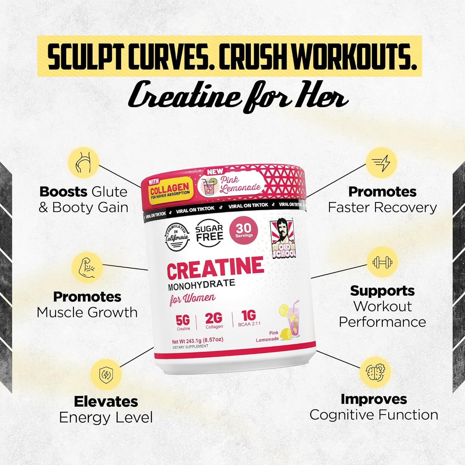Creatine for Women–Post-Workout Supplement with 5000Mg Creatine Monohydrate Powd