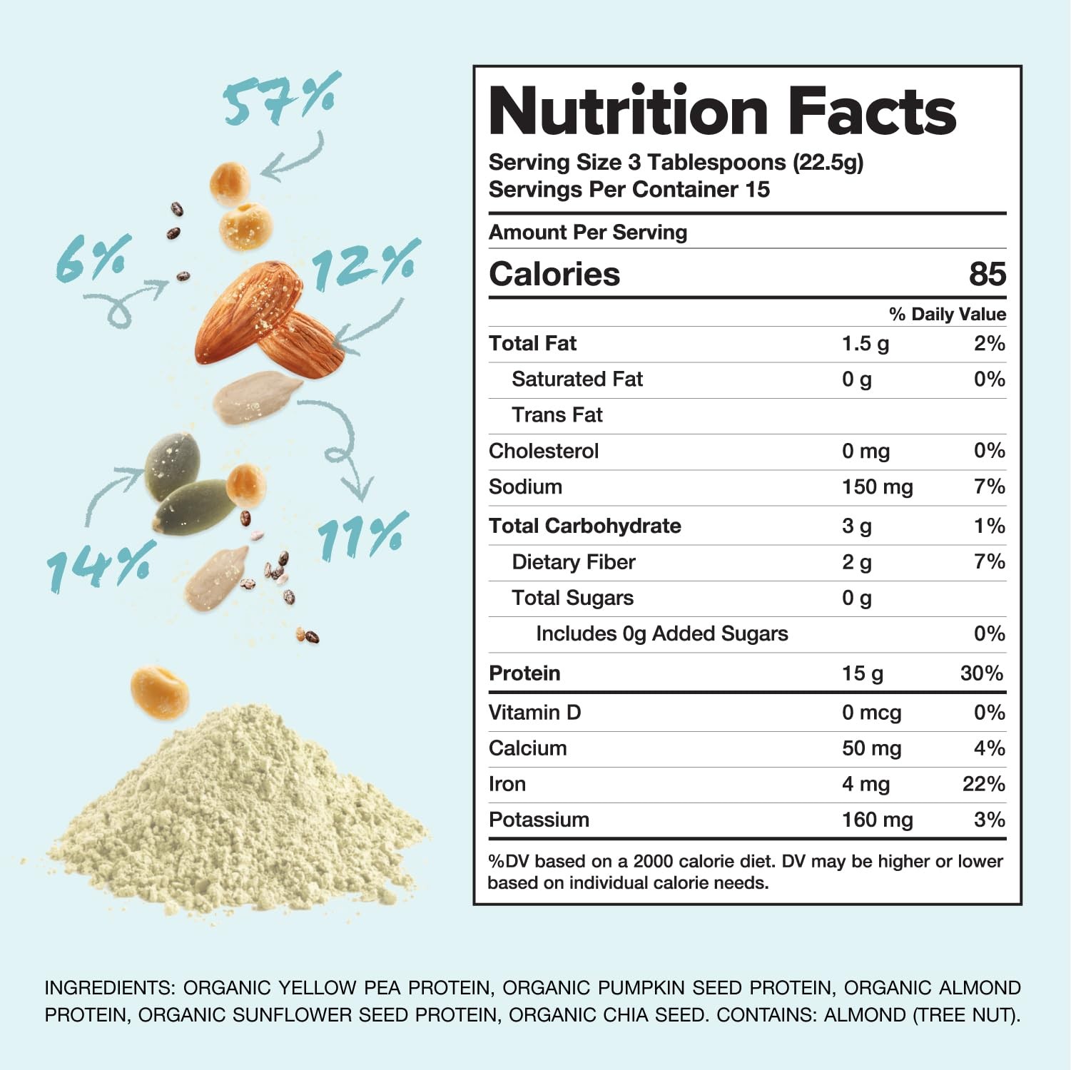 Complement 15g Vegan Unflavored Plant-Based Protein 15 Servings (Pack of 1)