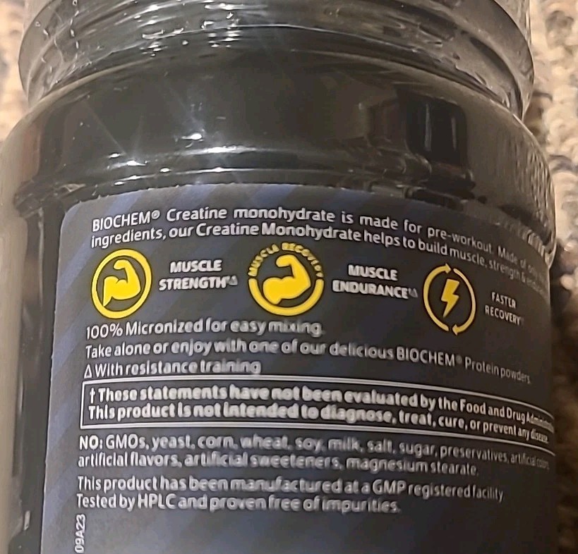 Biochem Creatine Monohydrate Powder 100 Servings Sealed – Exp 01/28