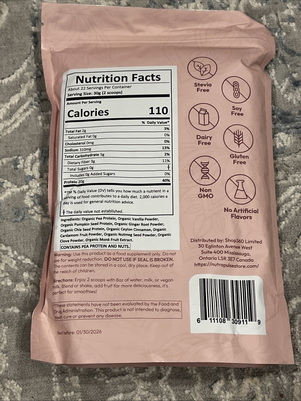 Nutra Pulse Plant Based Protein Powder Vanilla Chai. 23.7oz Exp 01/26