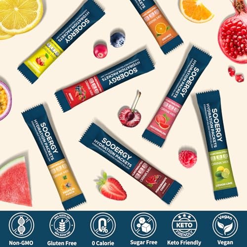 Electrolytes Powder Packets Sugar Free Hydration Packets, 7 Flavors Liquid