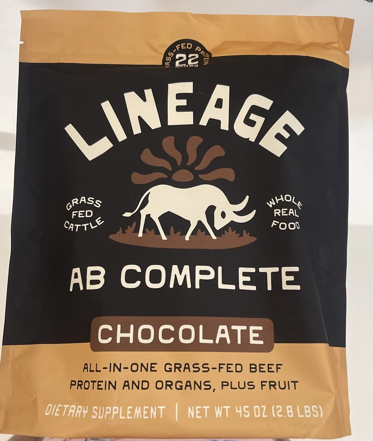 Lineage AB Complete CHOCOLATE Protein Powder 30 Servings Exp 10/2027 – New!