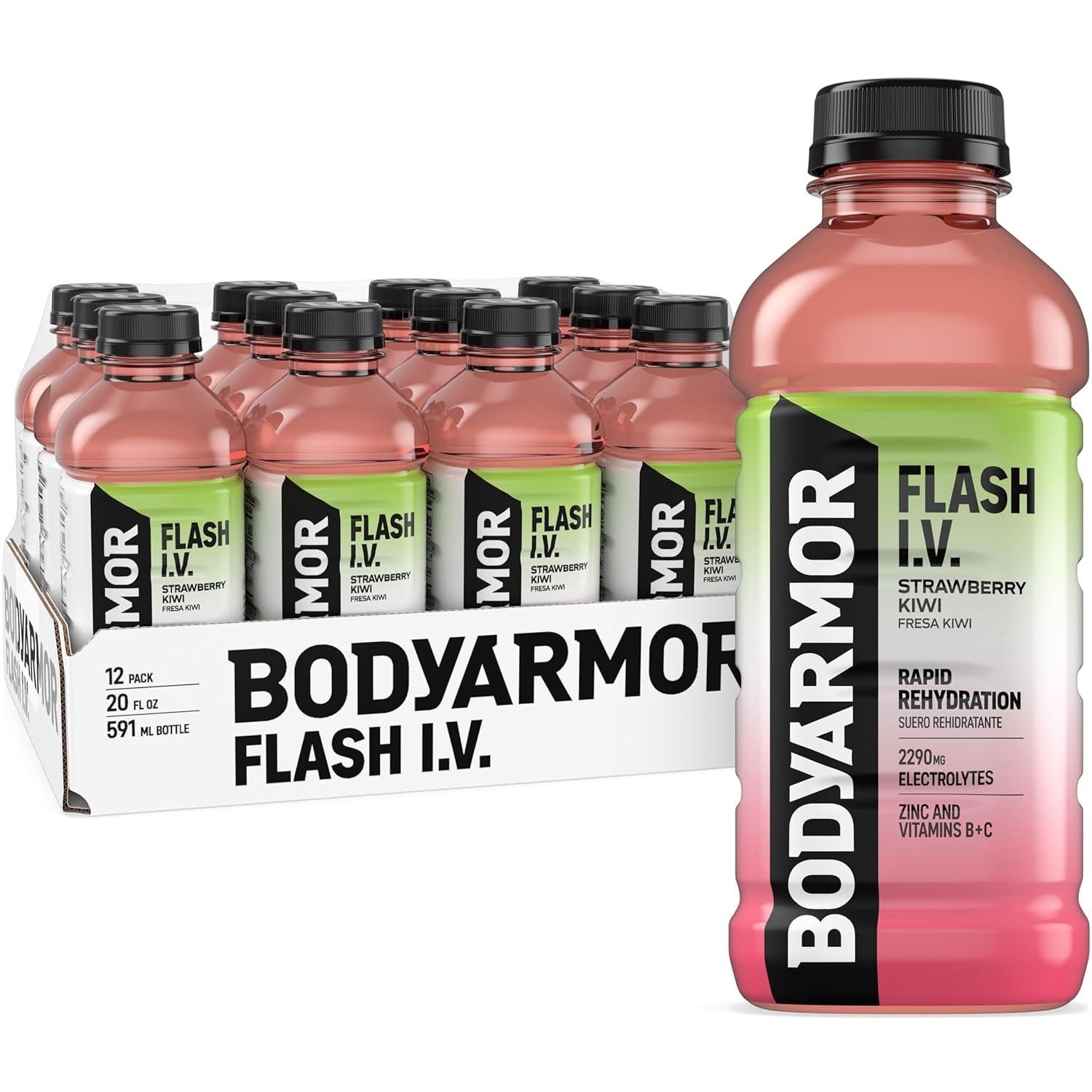 Electrolyte Beverage BodyArmor Flash I V Strawberry Kiwi Hydration Drink Coconut