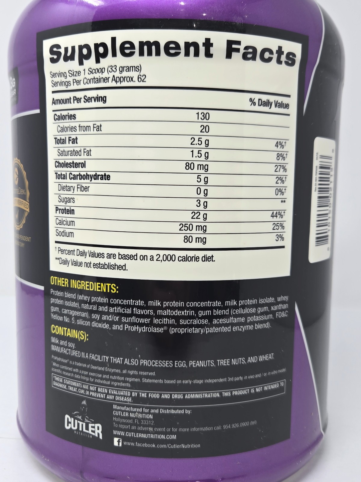 Cutler Nutrition Total Protein Powder – 4.5 lbs (62 Servings) Choose Your Flavor