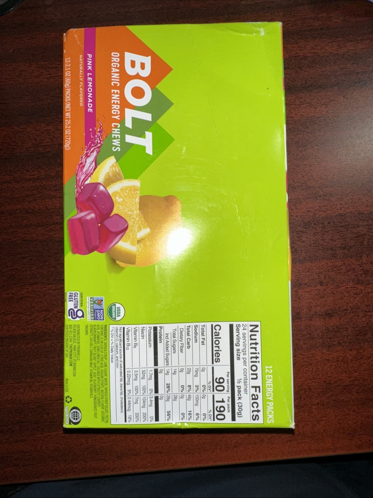 ProBar Bolt Chews: Pink Lemonade, Box of 12 2/2026