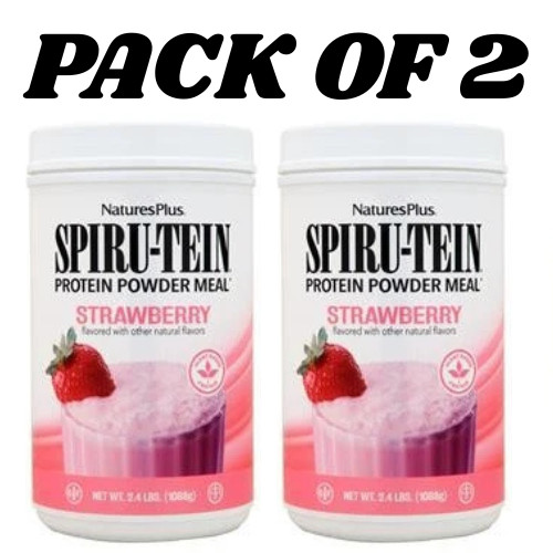 NaturesPlus SPIRU-TEIN Strawberry Protein Powder 2.4 lb – Pack of 2