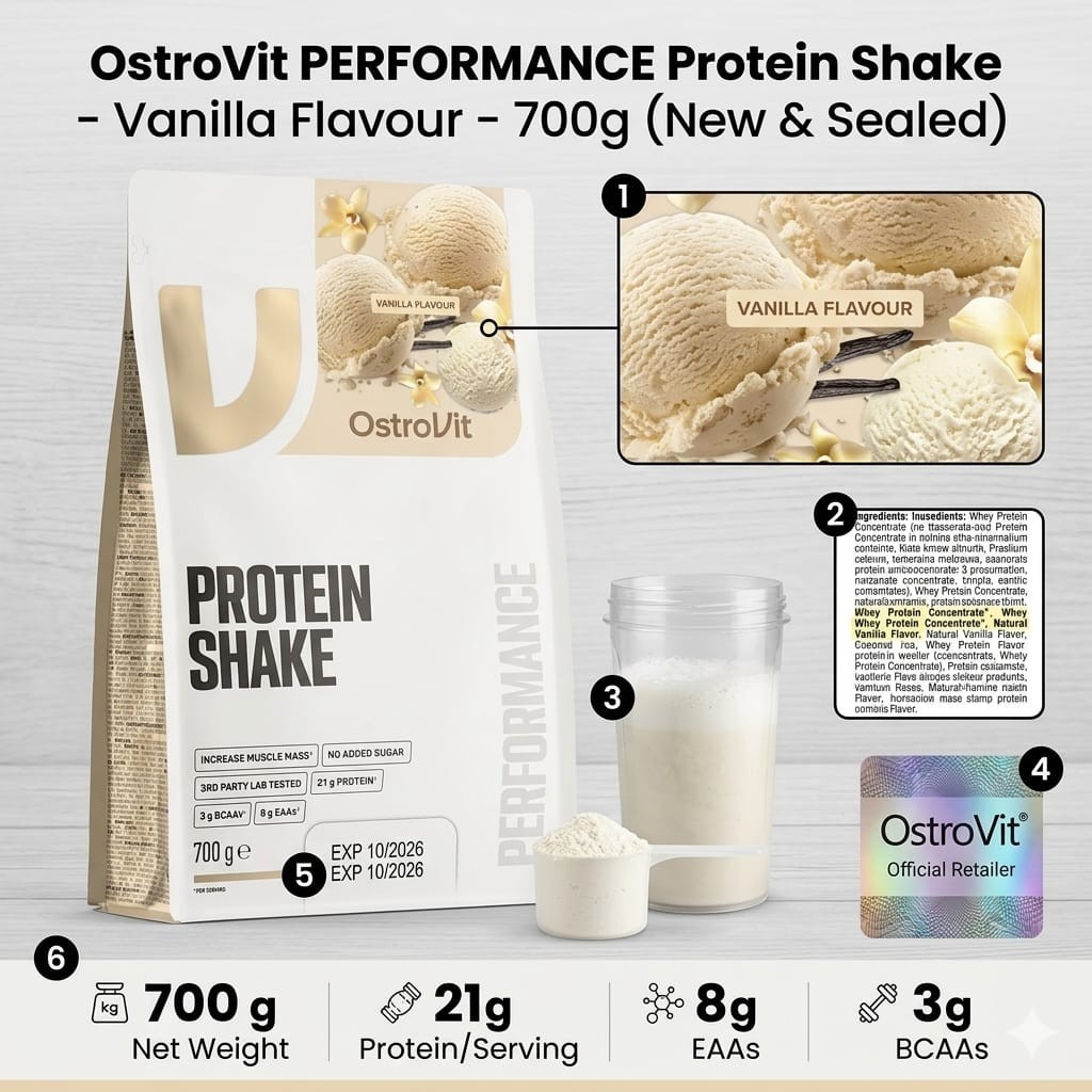 700g Vanilla Protein Shake Blend of plant and animal proteins; 1 serving of prod