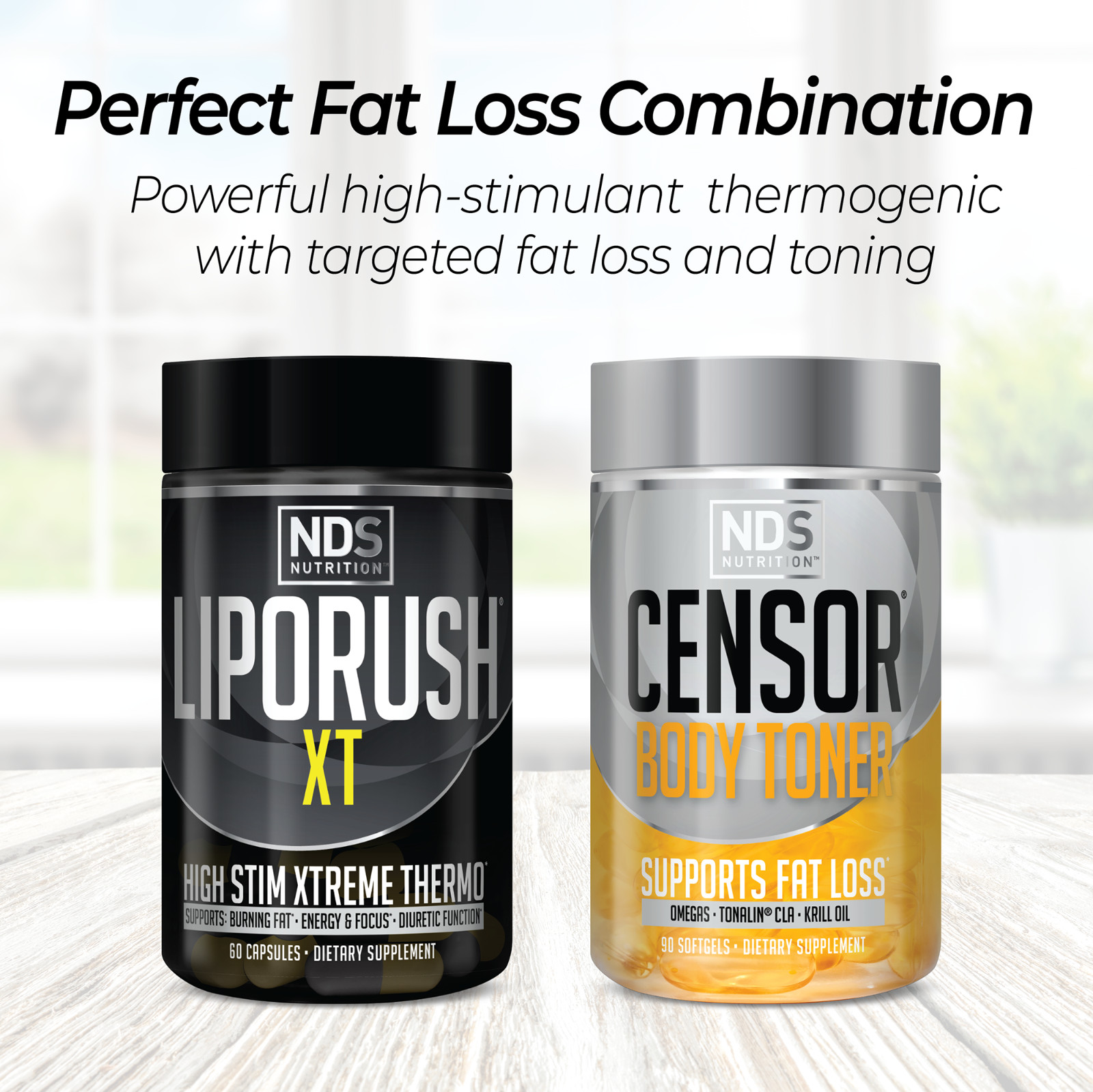DUAL IMPACT STACK 2-in-1 Fat Loss – LipoRush XT 60 Capsules / CENSOR 90 Softgels
