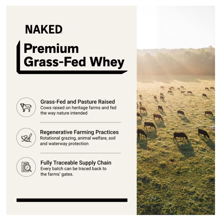 Naked Whey Chocolate Peanut Butter 2lb 25g Protein Grass Fed