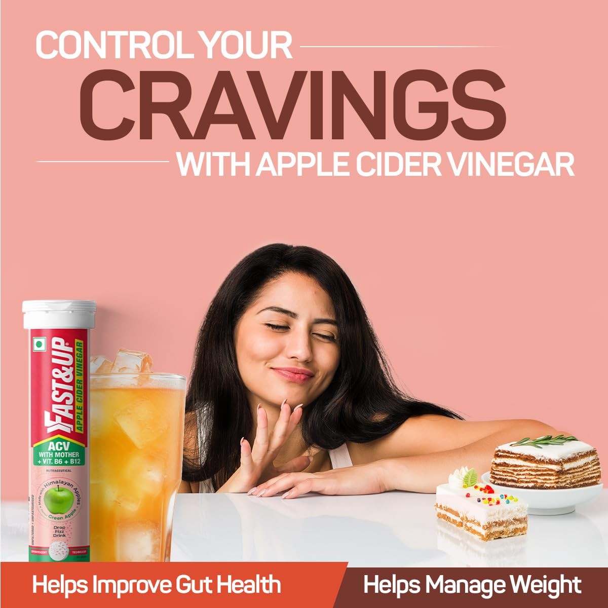 Fast&Up Apple Cider Vinegar Effervescent Tablets Detox 500mg