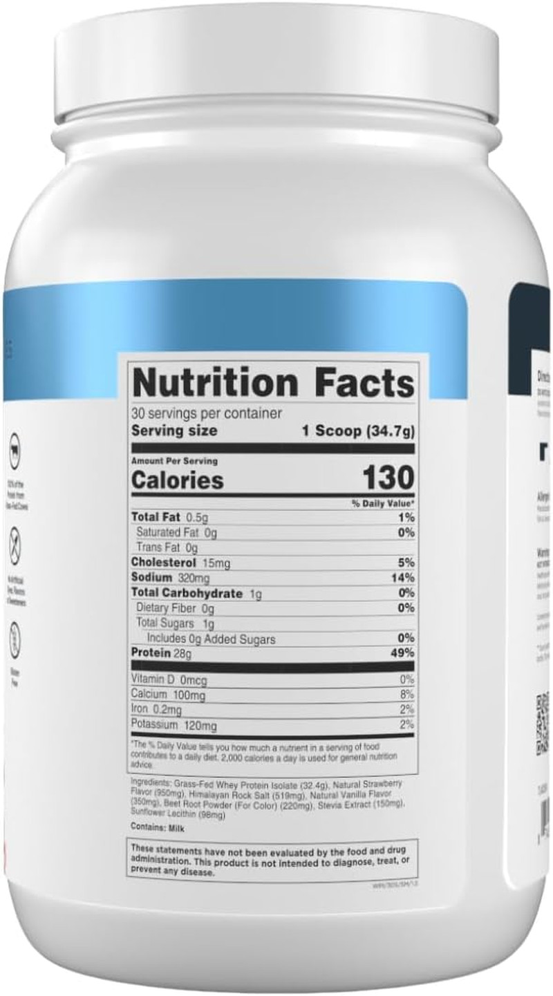 Transparent Labs Grass-Fed Whey Protein Isolate – Natural Flavor, Gluten Free Gr