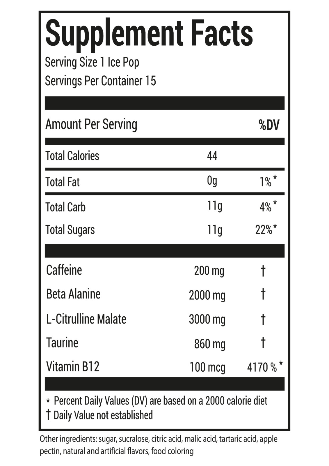 Pre Workout Popsicle Variety pack, A Popsicle with 200mg of Caffeine, 4 Flavors