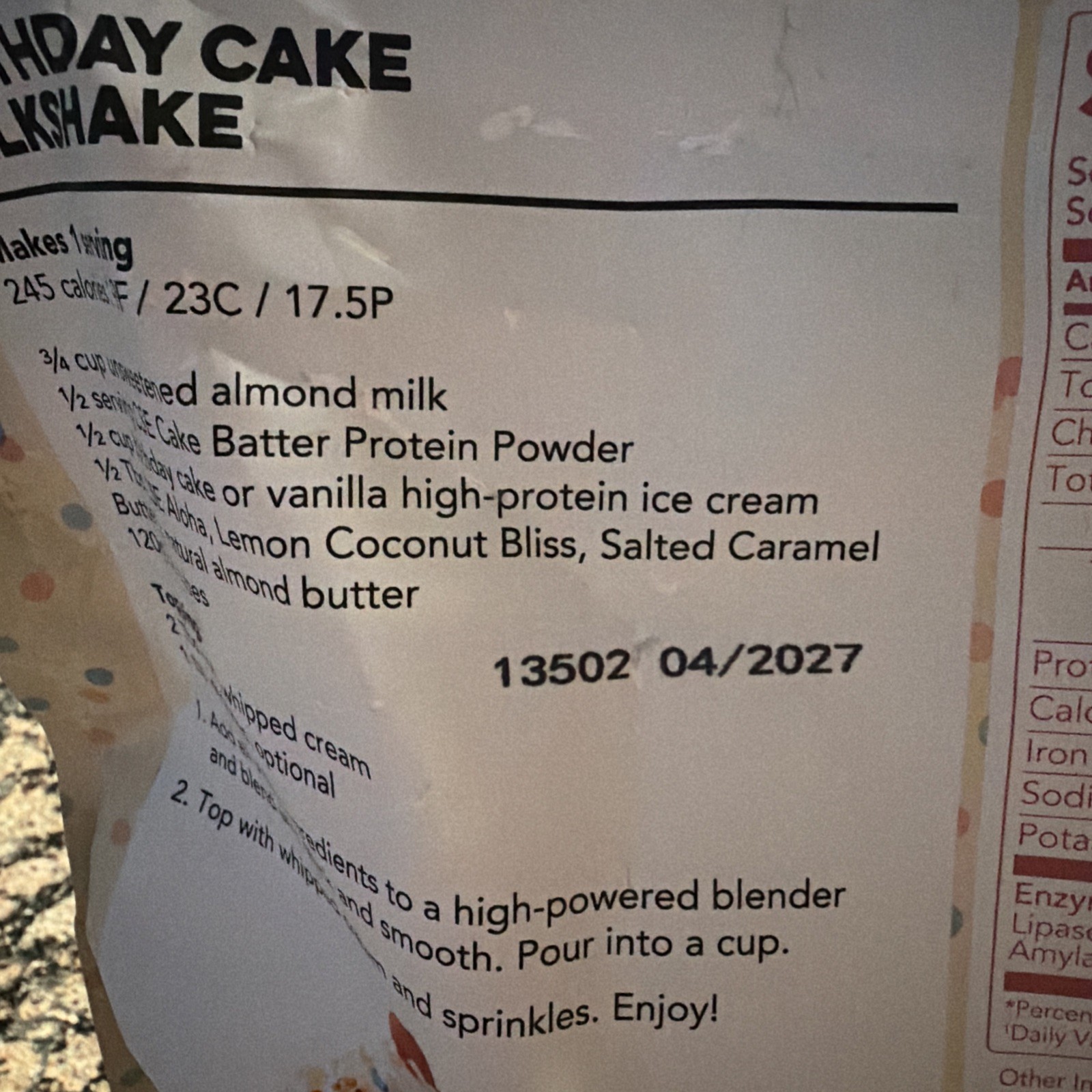 Clean Simple Eats Cake Batter Protein Powder 36 oz / 30 Servings 100% Grass Fed