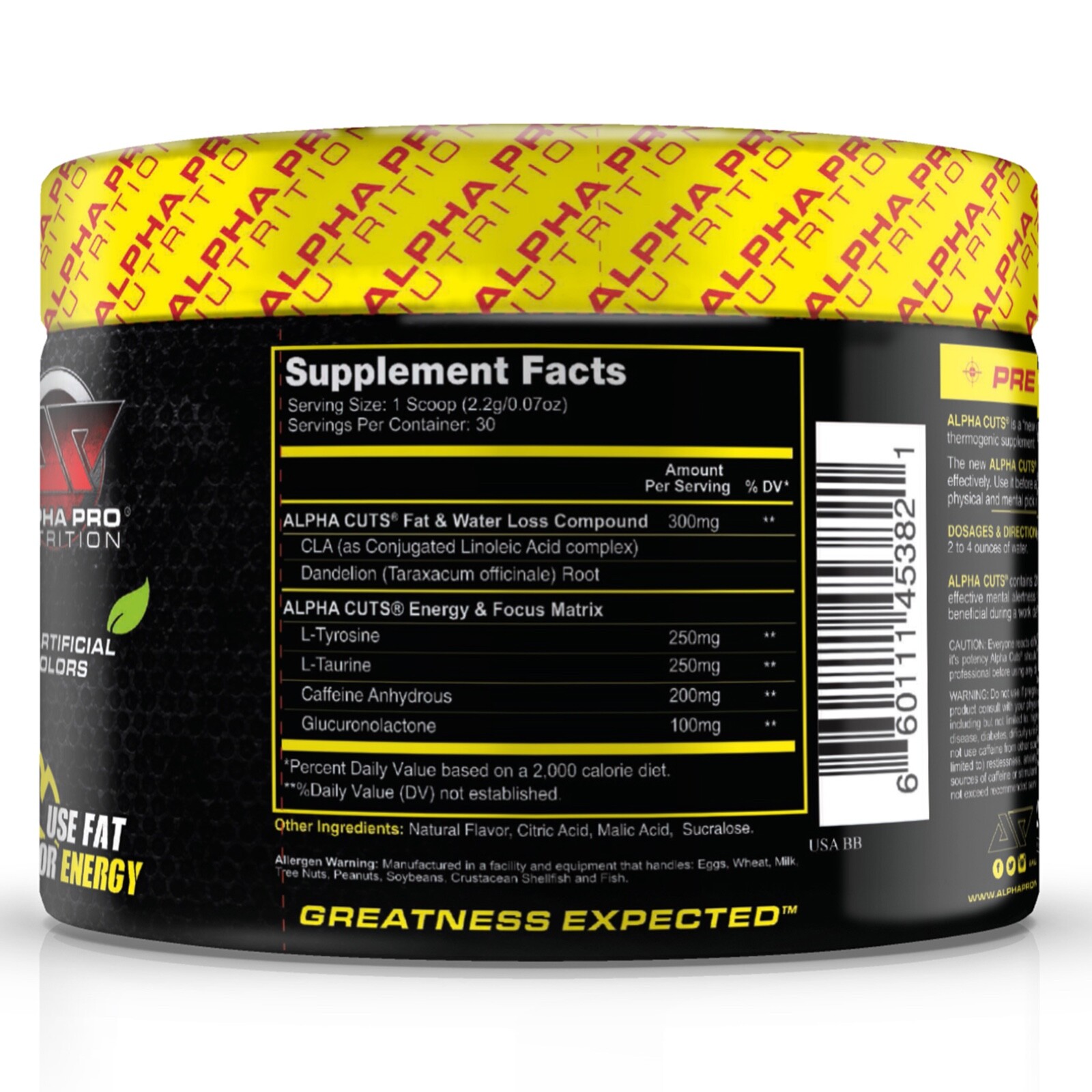 Fat Burner Weight Loss Alpha Cuts Pre Workout Powder Alpha Pro Nutrition Burn
