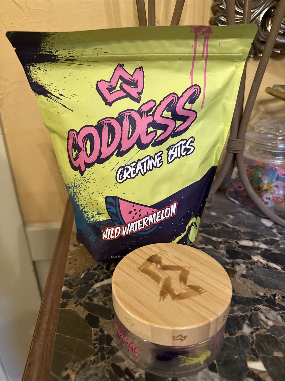 PRIMAL QUEEN Goddess Creatine BITES – 150 Watermelon Gummies w Glass Jar NEW