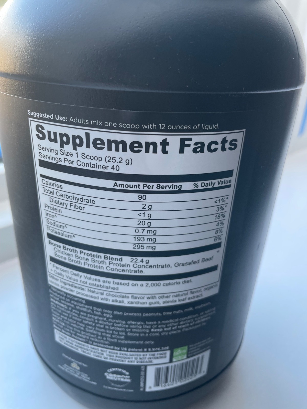 Ancient Nutrition ,Bone Broth Chocolate Protein Powder,20g Protein, 40 Servings