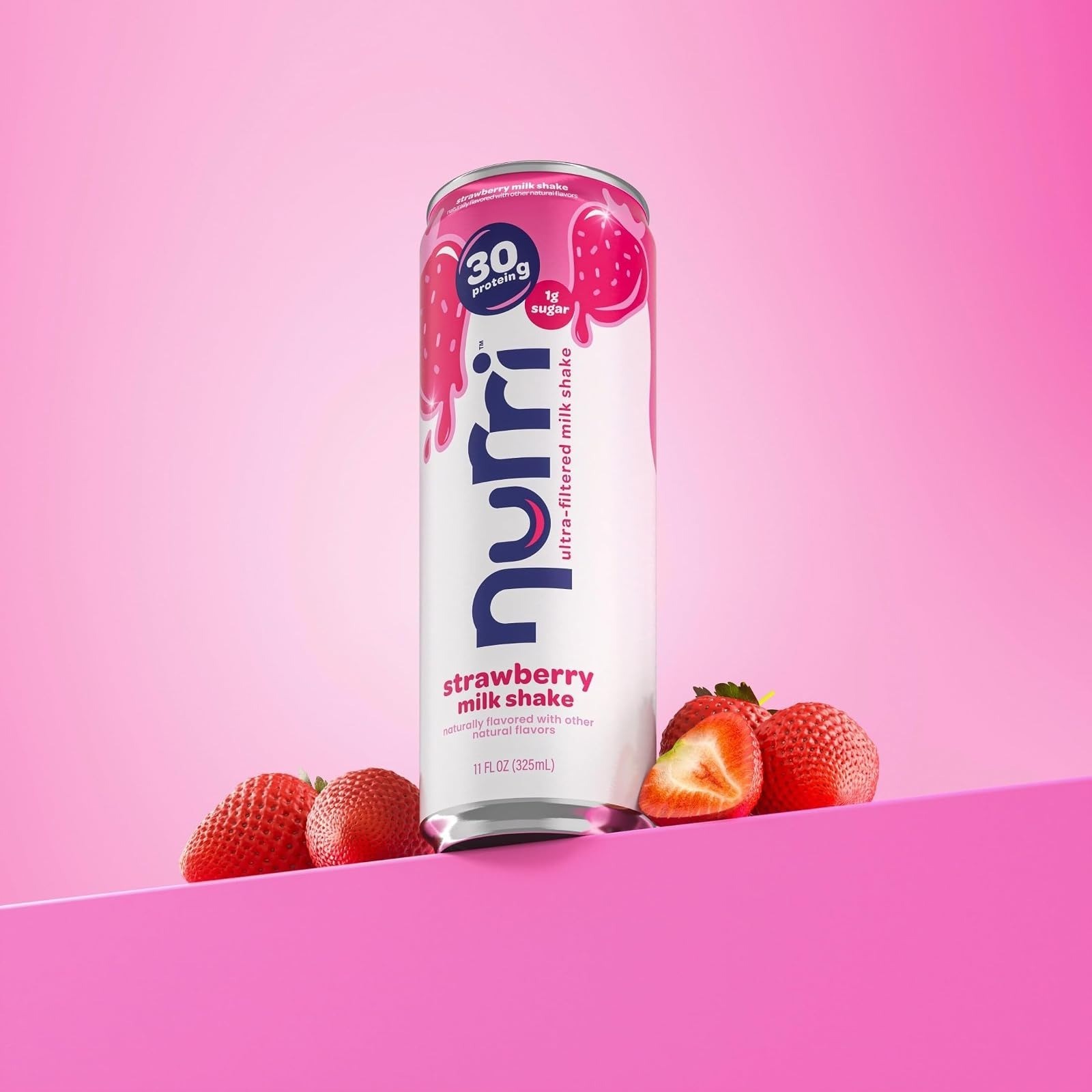 Nurri Strawberry Protein Shake 30g – Lactose Free, Low Sugar, 10 Cans