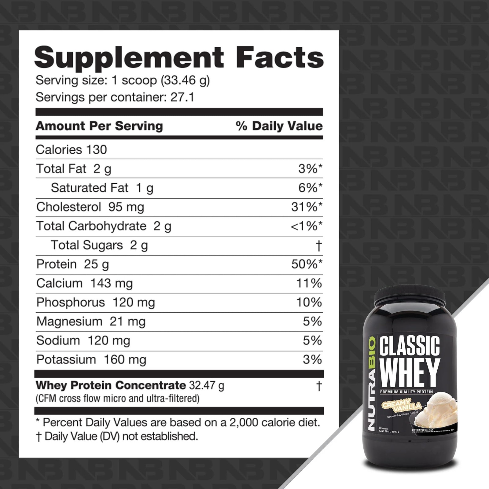 Nutrabio Classic Whey Protein Powder- 25G Of Protein Per Scoop – Full-Spectrum