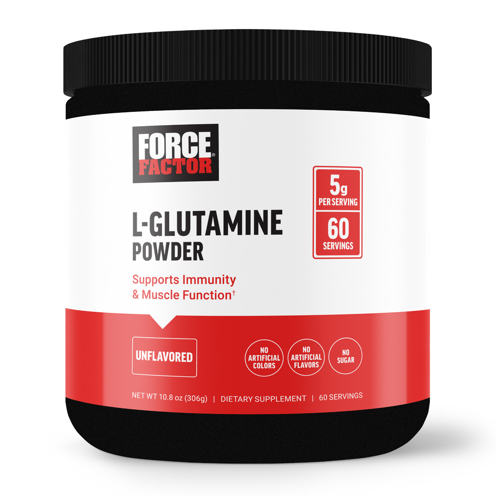 FORCE FACTOR L-Glutamine Powder 5000mg for Post Workout & Muscle Recovery