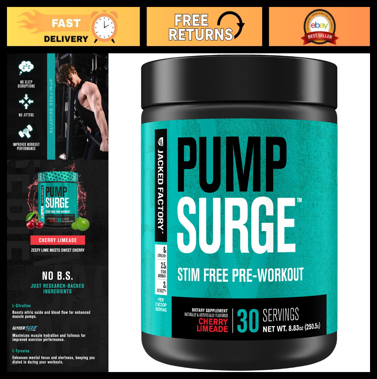 Caffeine-Free Pre Workout Powder for Men & Women – Nootropic Booster, Intense Pu