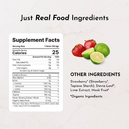 Just Ingredients Pre-Workout Sports Drink Powder Packet – Strawberry Limeade