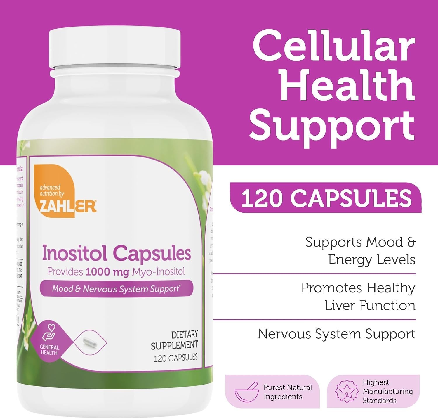 Zahler Inositol Supplement Capsules Mood & Nervous System Support