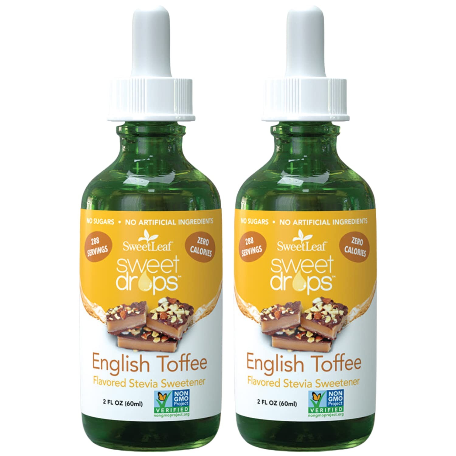 SweetLeaf Stevia Liquid Sweet Drops – English Toffee 2 Fl Oz (Pack of 2)