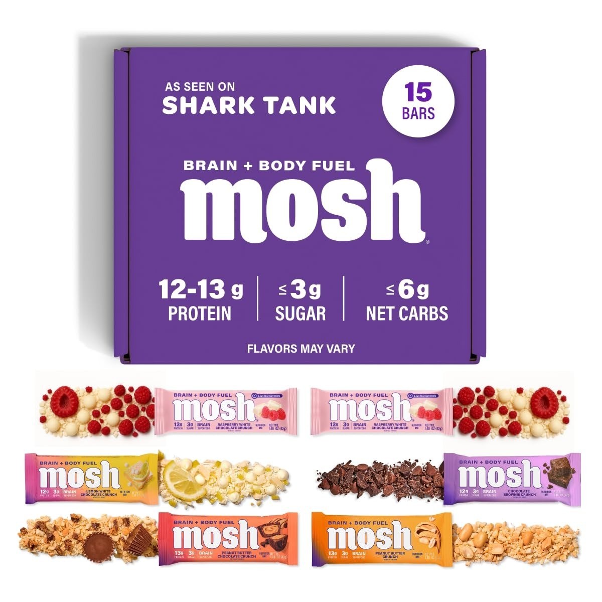 MOSH Keto Protein Bars Variety Pack – High Fiber, Low Carb, Gluten Free