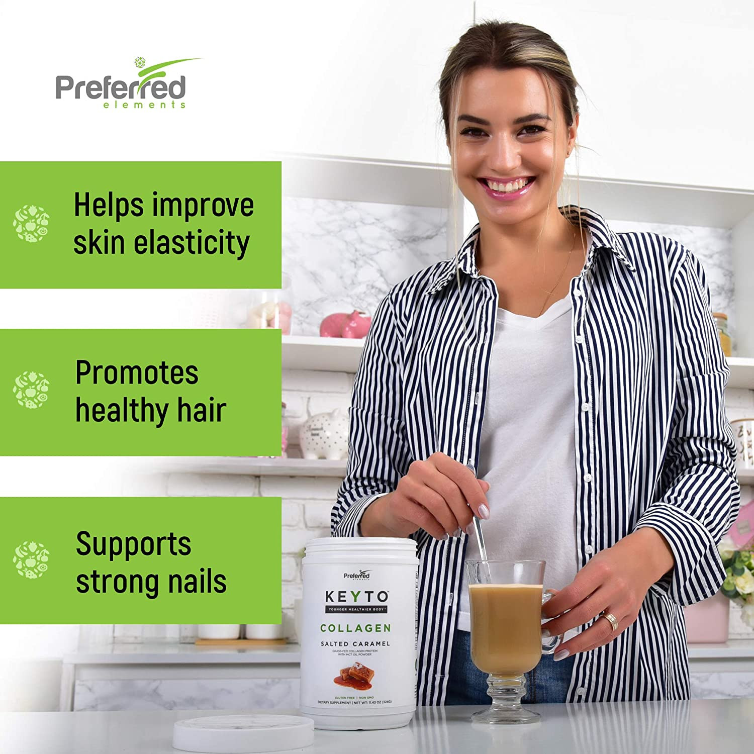 Keto Collagen Protein Powder with MCT Oil–Keto and Paleo Friendly Pure Grass Fed