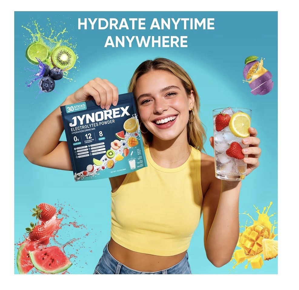 JYNOREX Sugar-Free Electrolytes Powder Drink Mix Variety Pack, 30 Sticks