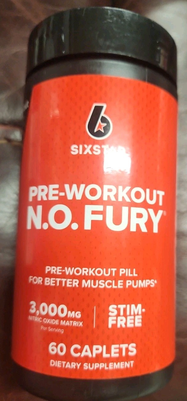 Pre-Workout N.O. FURY, 60 Caplets Exp 12/26