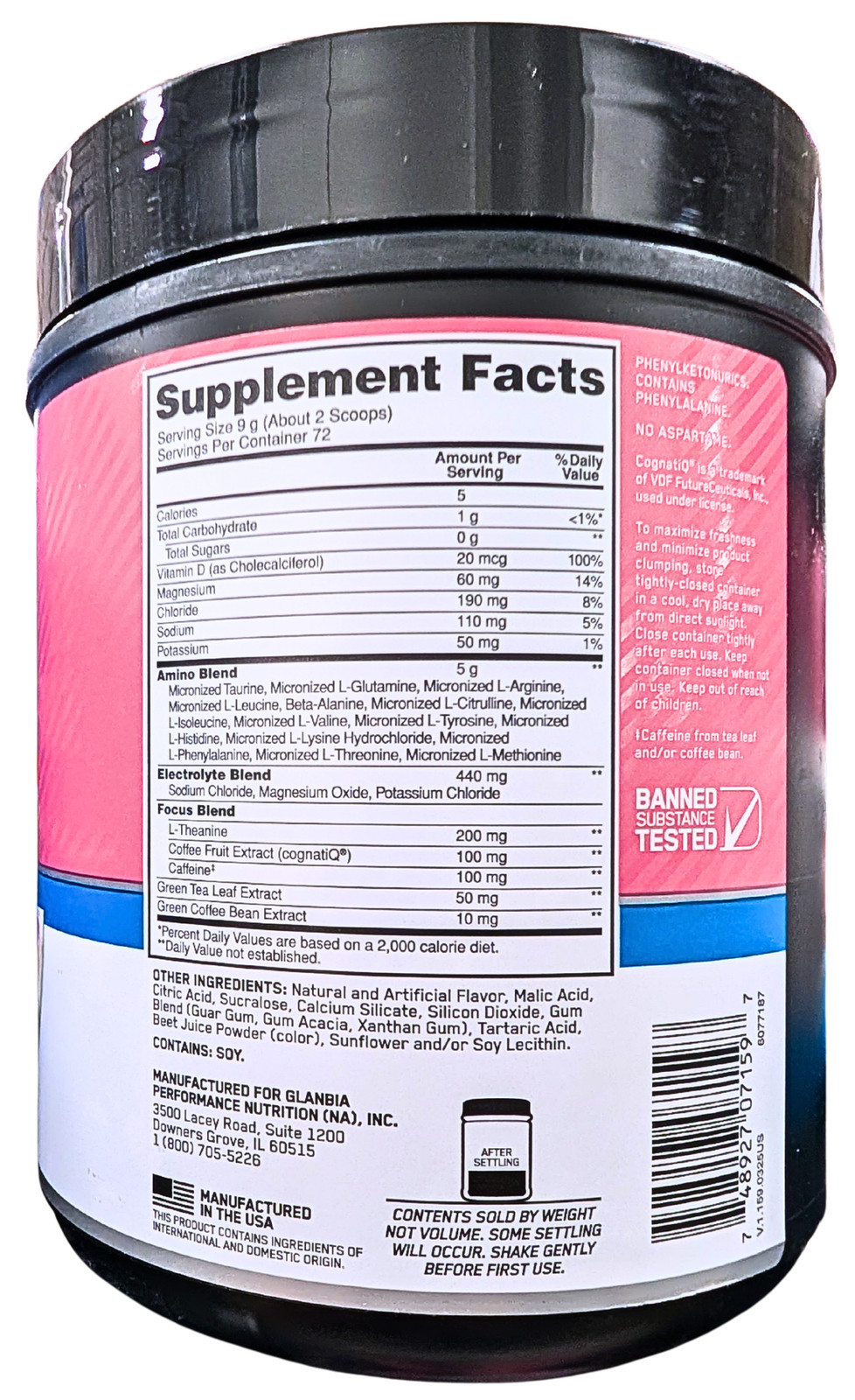 Optimum Nutrition Amino Energy + Focus Pre-Workout Watermelon 1.42 Lbs EXP 11/27