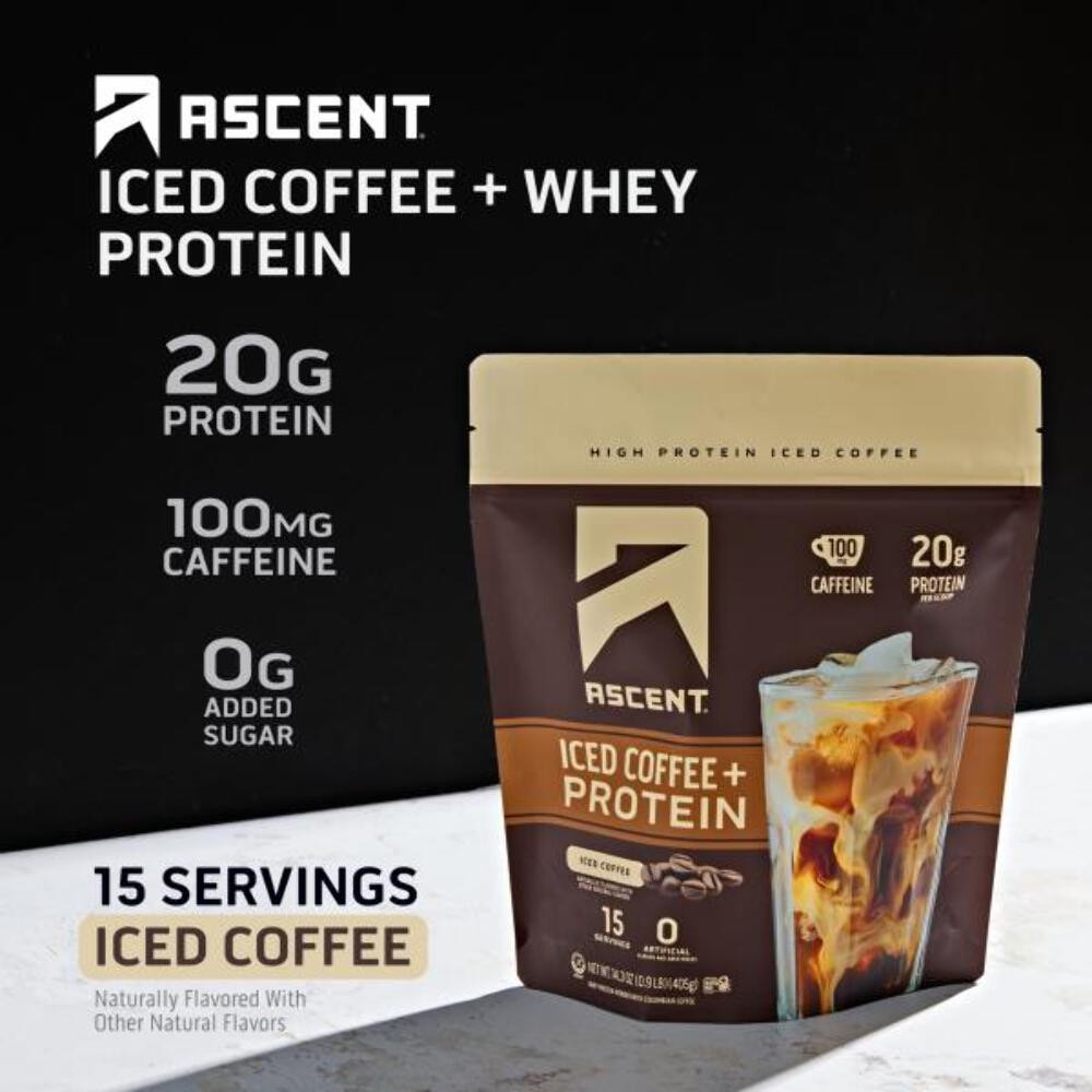 Ascent Iced Coffee Protein Powder – High Protein Coffee Powder, 20 g Protein & 1