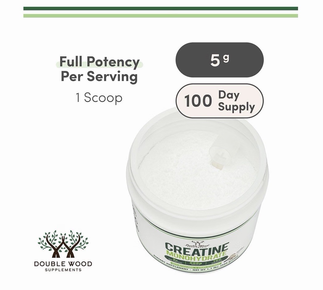 Double Wood Supplements Micronized Creatine Monohydrate Powder Unflavored 500g