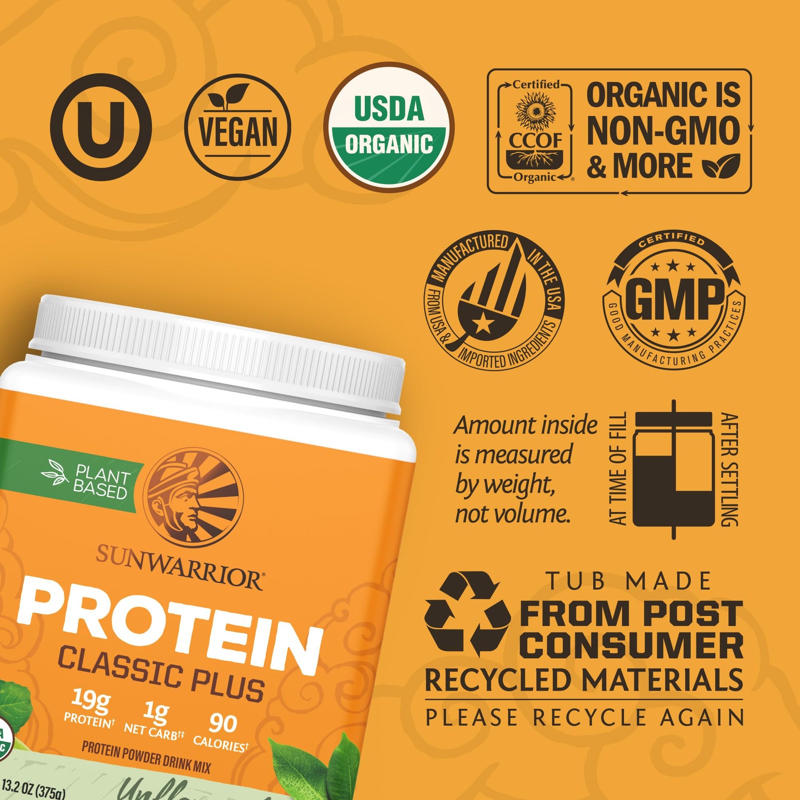 Sunwarrior Organic Classic Plus Natural, 375 GR