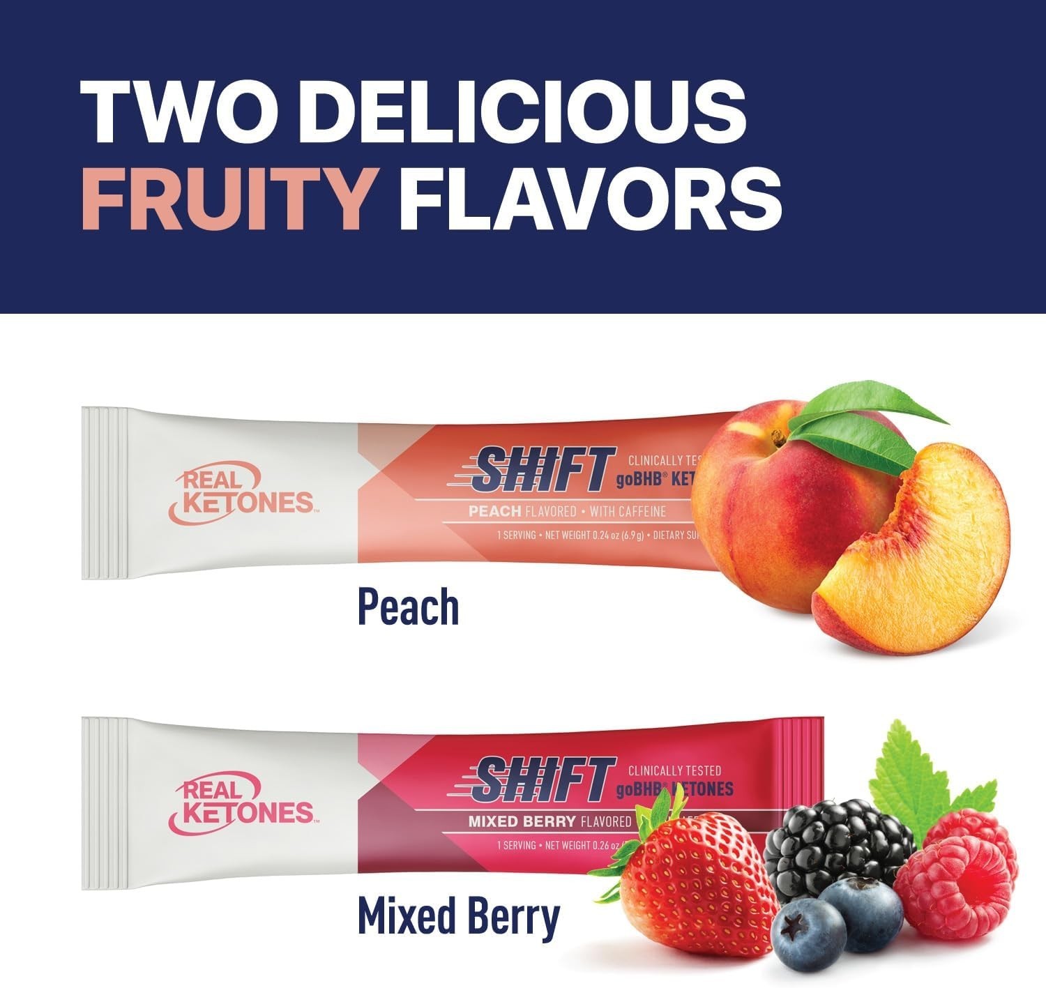 7ct 1oz Berry Peach BHB Exogenous Ketones Drink Keto Electrolytes Powder