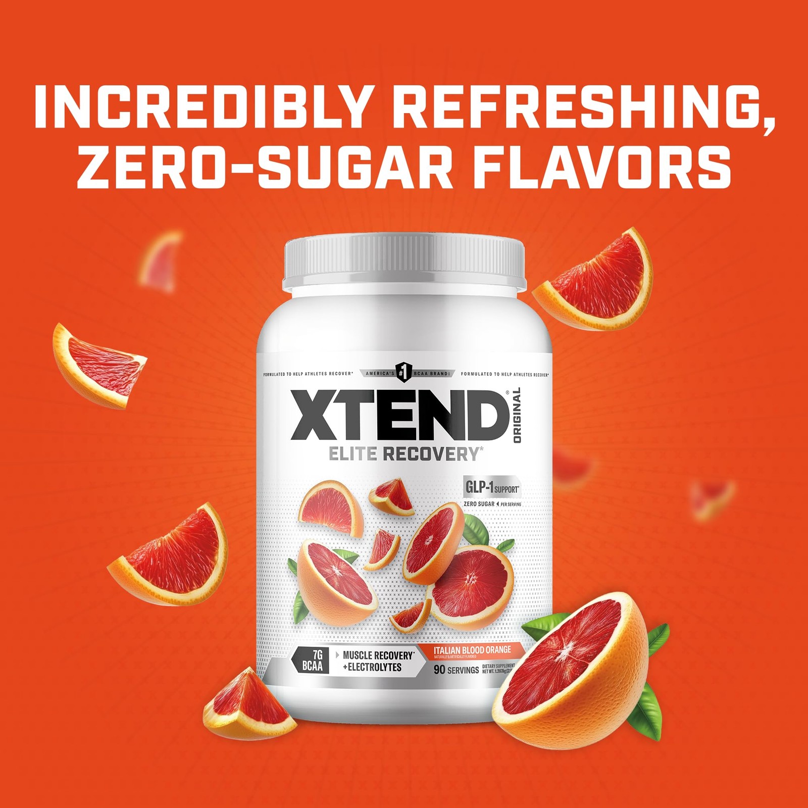 BCAA Powder 7g 2.5g L Glutamine 90 Servings Orange Xtend
