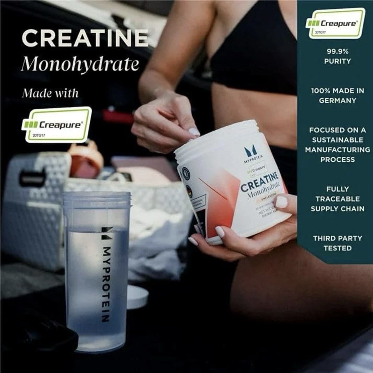 Myprotein Creapure Creatine Monohydrate Powder Pure Unflavored 50 Servings 250g
