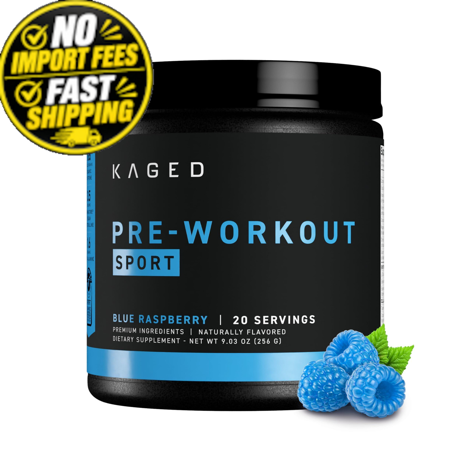 Kaged Sport Pre Workout Powder for Men & Women, 9.24 Ounce (Pack of 1),